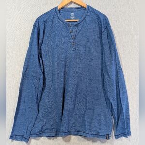 DH3 Henley Long Sleeve T-Shirt Men's 2XL Heathered Blue Modern Fit